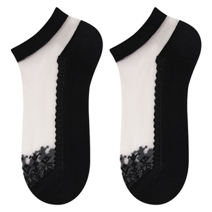 丝袜女短春夏季薄款蕾丝水晶袜冰丝袜棉底玻璃丝袜子女浅口防臭袜