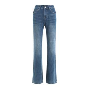 COLIN WANG-气场的魔法四面弹复古显瘦时装猫须微喇裤牛仔裤