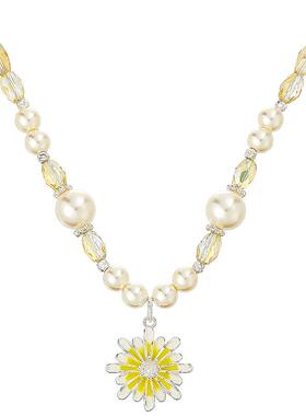 兰诺雏菊吊坠珍珠项链女款2026新款高级感轻奢小众锁骨链生日礼物