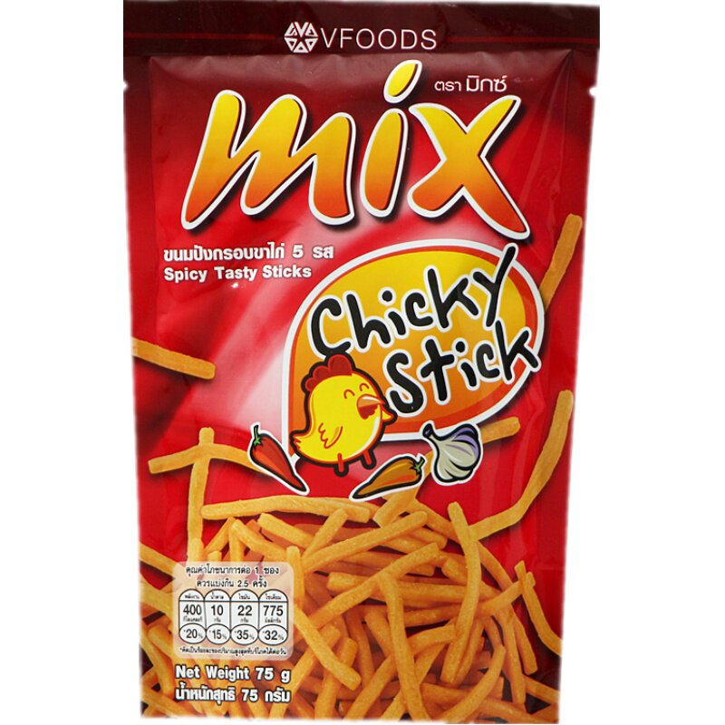 泰国进口VFOODS MIX脆脆条咪咪条薯条香辣鸡味膨化食品休闲小零食