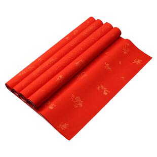 万年红宣纸加厚四尺洒金龙凤大红宣纸毛笔书法作品创作纸半生半熟宣纸万年红对联纸春联纸空白加厚大红纸宣纸