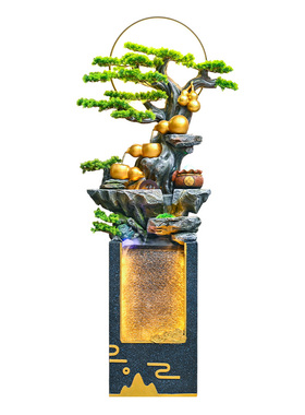 葫芦流水装饰摆件中式家居电视柜玄关风水轮循环流水招财开业礼物