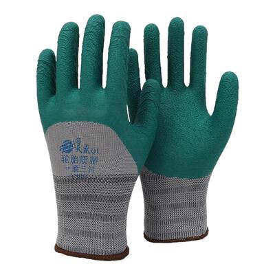 天盛强力灰纱墨绿半胶胶皮浸耐磨橡胶挂防滑手套工作劳保轮胎质量