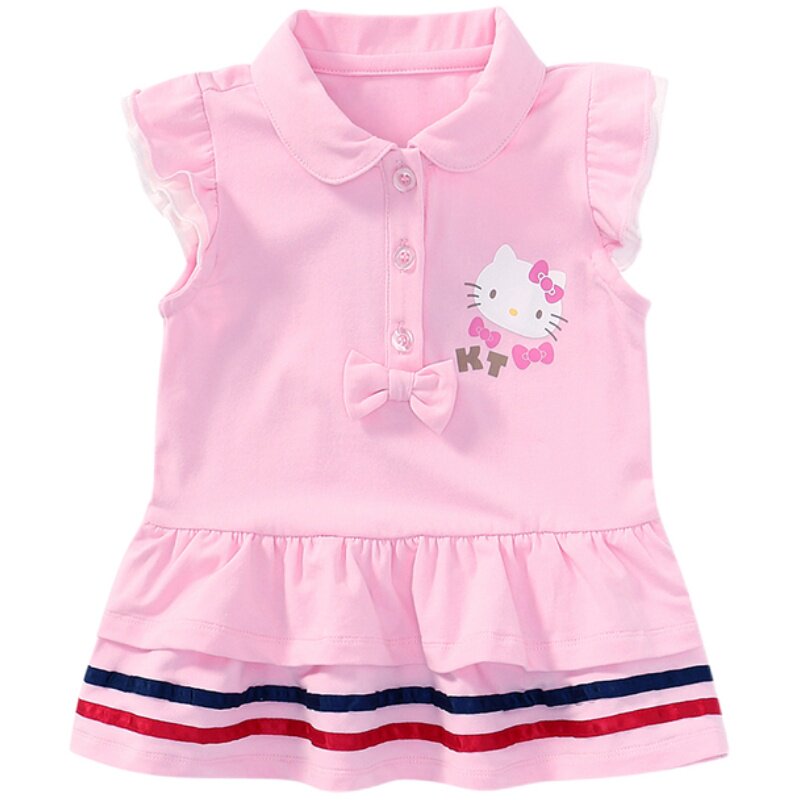 HELLOKITTY薄款翻领飞袖连衣裙