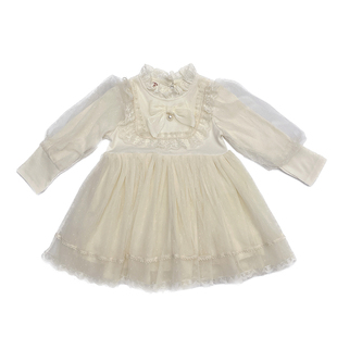 女童洛丽塔公主裙秋冬款宝宝白色生日宴周岁礼服花童白色裙子秋装