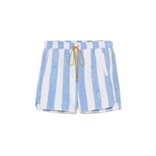 IT RHUDE男装条纹毛绒短裤新款清爽时尚宽松直筒裤休闲裤SH1732MM