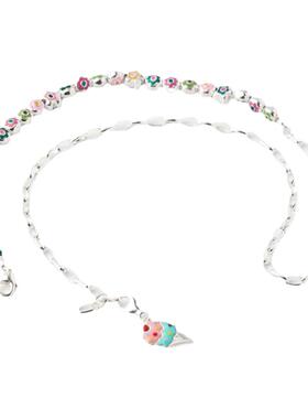 s925纯银碎银子冰淇淋小花项链