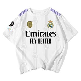皇马队服足球衣服本泽马维尼修斯短袖t恤衫男女速干冰丝感半截袖
