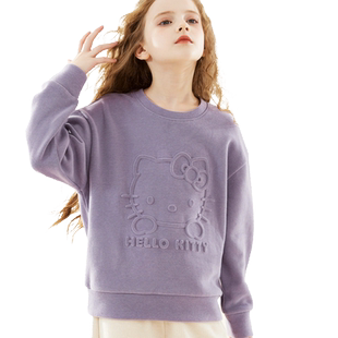 凯蒂猫女童卫衣秋冬新款衣服多妙屋大童运动上衣儿童外套女孩童装