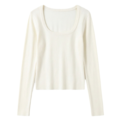 2026法式绝美别致方领短款针织衫