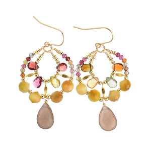 1月生辰石天然石榴石三合一草原创美国14K注金原创美拉德耳环耳饰