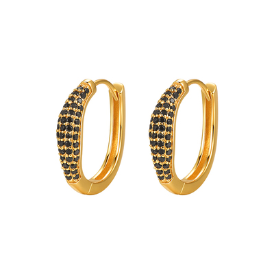 黑色锆石纯银耳环银针艳后耳饰