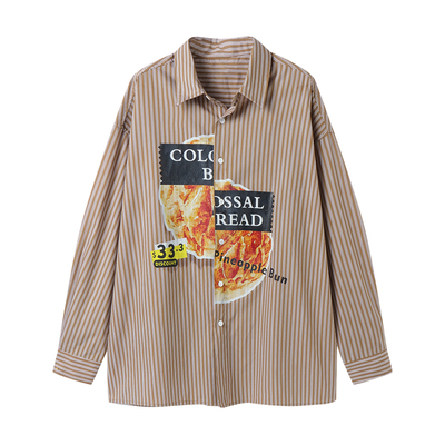 白口阳韩风牛角包印花衬衫