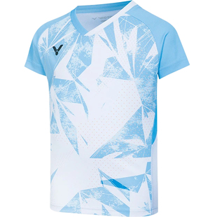 VICTOR胜利羽毛球服威克多吸湿排汗儿童款针织运动短袖T恤T-62017