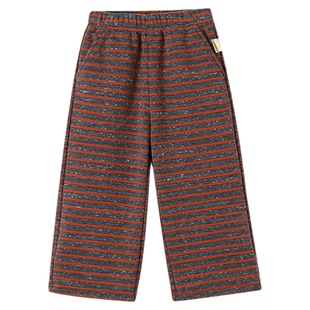 允儿妈女童冬季加绒条纹休闲裤宝宝加厚直筒裤儿童保暖裤子运动裤