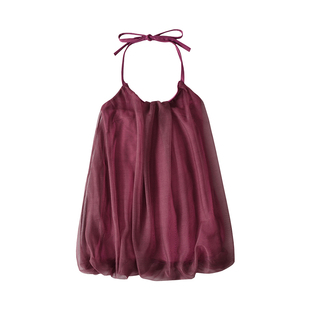 YoungGirlDay纯欲风温柔性感宽松显瘦网纱花苞系带挂脖连衣裙短裙