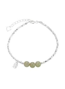 S999足银福牌和田玉碎银纯银手链