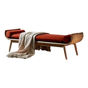 实木长条凳门口换鞋长凳侘寂风简约藤编餐凳床尾凳卧室餐厅长条凳