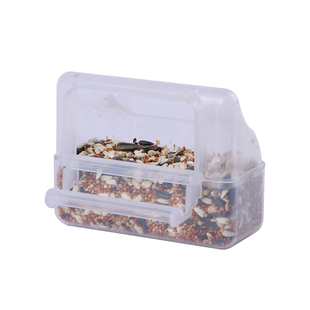 虎皮玄凤鹦鹉鸟食盒防撒溅八哥鹩哥鸟食杯食罐塑料内外挂鸟笼配件