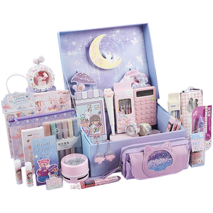 新年礼物生日元旦节高端学习礼品女生紫色文具套装礼盒实用创意女孩生立体手账学生大礼包奖励手帐文具盲盒