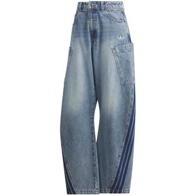 【自营】Adidas阿迪达斯女子三叶草复古宽松运动牛仔裤长裤KR2628