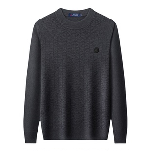 100%绵羊毛-梦特娇男士套头内搭针织衫加厚保暖打底毛衣秋冬新款Z