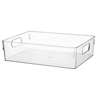 透明塑料托盘方形A4文件收纳筐零食存储篮化妆品整理盒 米木4880