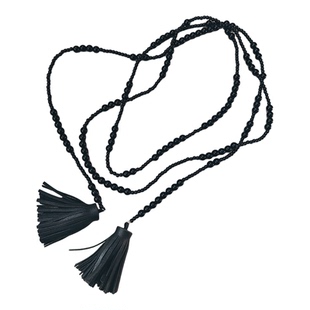 国风复古大小黑珠超长款流苏项链叠戴个性多层颈链网红同款小众