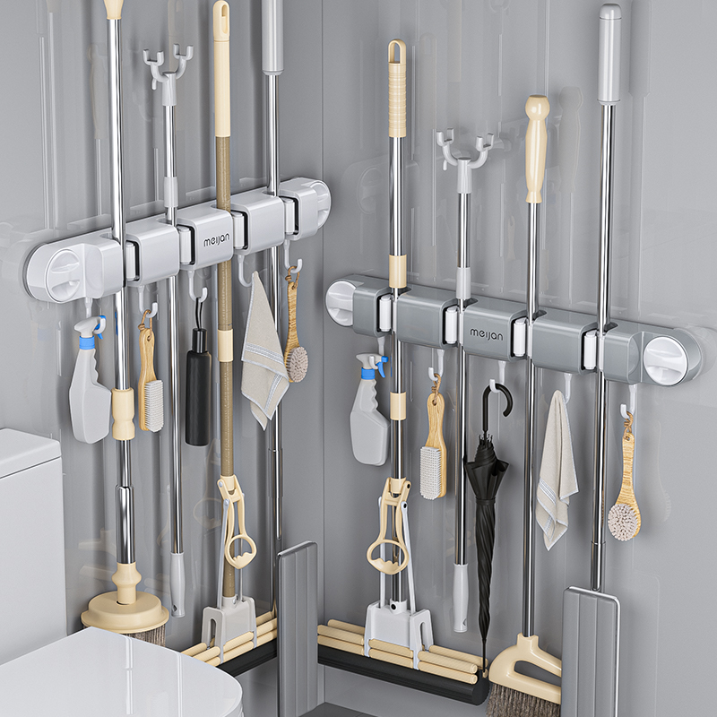 吸盘拖把壁挂夹扫把拖布家用卫生间浴室强力固定挂钩免打孔拖把架