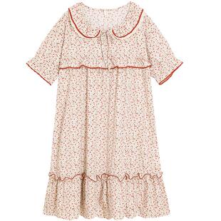 Bananagirl睡衣女夏新款女裙短袖宽松大码连衣裙女士夏季家居服裙