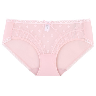 3件129|商场同款MYBODY内裤女纯棉底档提花蕾丝性感中低腰三角裤
