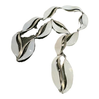 北欧丹麦珐琅彩一体链设计师肌理纹通体925银锁骨链礼大卫安德森