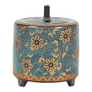 日本进口九谷烧陶瓷香炉彩釉 茶室书房客厅桌面摆件装饰轻奢古典