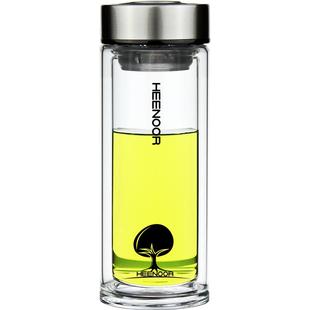 希诺双层玻璃杯办公室泡茶杯礼盒男士商务水杯耐高温杯子家用喝水