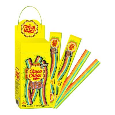 【买送哈啰联名包】珍宝珠盒装酸条彩虹色酸砂糖橡皮糖长条零食