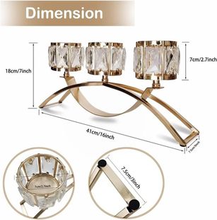 欧式现代三头水晶玻璃创意烛台摆件烛光道具家用浪漫晚餐装饰餐桌