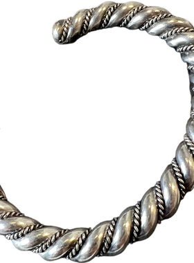 实心纯银手镯欧美古董首饰银饰