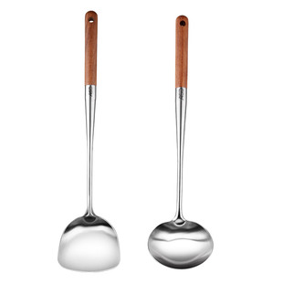 爱仕达316L锅铲家用不锈钢加长炒菜铲子漏勺汤勺线漏炒勺厨具套装