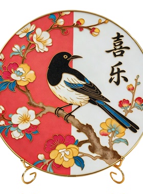 花鸟圆形掐丝珐琅画diy材料包