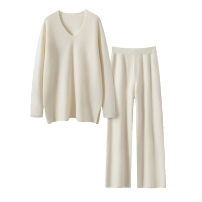 同色系羊绒套装女士秋冬针织套装