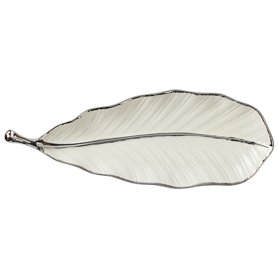 创意芭蕉叶陶瓷盘白色银色酒店民宿家用点心盘水果盘首饰收纳盘子