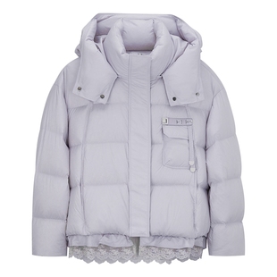 Mind Bridge2025年冬短款保暖厚款外套女生泡芙羽绒服纯色面包服