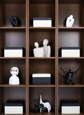 样板房书房摆件仿真假书黑白摆设