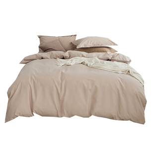 柔软单件灰粉色100支轻磨毛长绒棉枕套春秋纯棉亲肤被套床单床笠