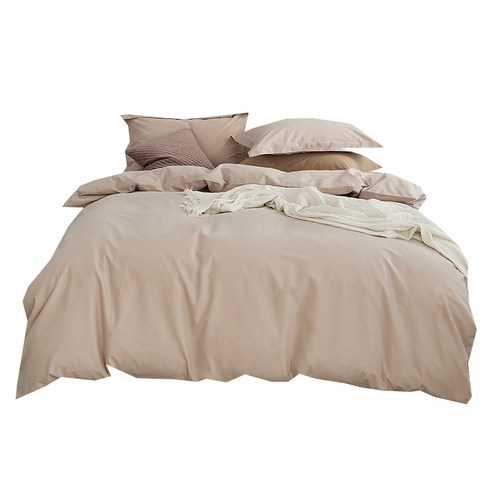 柔软单件灰粉色100支轻磨毛长绒棉枕套春秋纯棉亲肤被套床单床笠