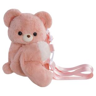 古力古力可爱粉色小熊玩偶双肩背包趴趴包包女款斜挎书包生日礼物