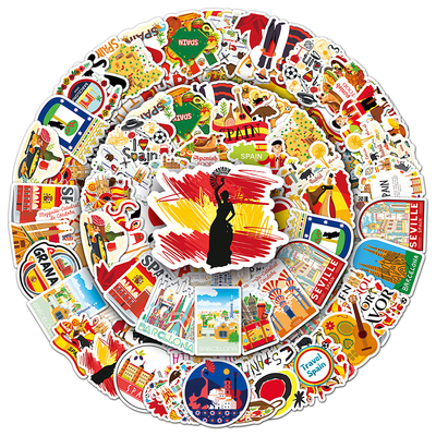 100张西班牙创意DIY装饰防水贴纸