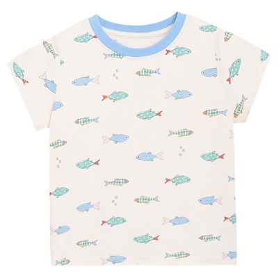 whitewheat鱼图案满印短袖T恤