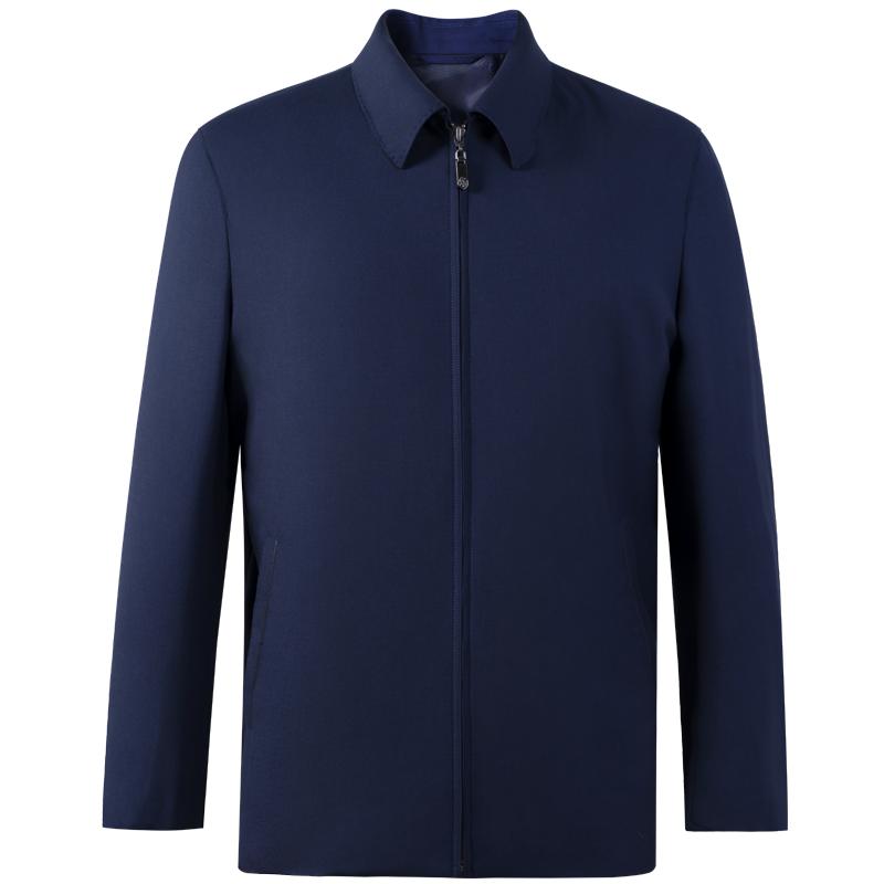 爱缪斯高端纯羊毛夹克男中年商务领导干部商务翻领秋季行政外套