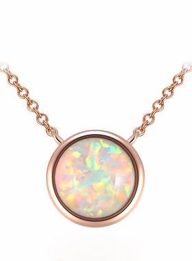 日系复古宫廷风迷你单颗欧泊项链